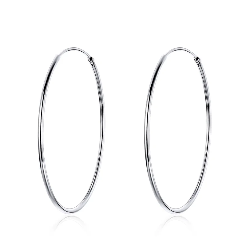 (image for) Silver Big Ear Ring Hoop Earrings - PANDORA Style - SCE598 - Product Image