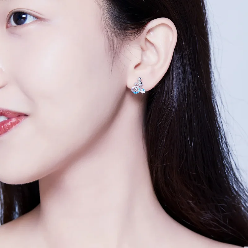 (image for) Silver Bike Bear Stud Earrings - PANDORA Style - SCE677 - View 4