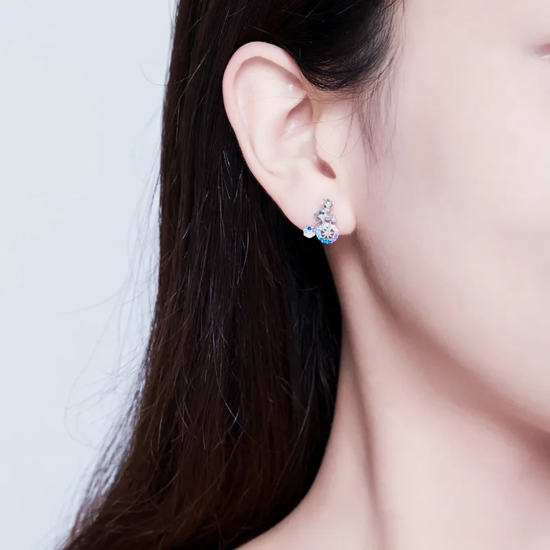 (image for) Silver Bike Bear Stud Earrings - PANDORA Style - SCE677 - View 5