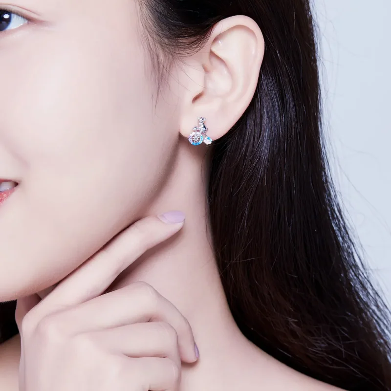 (image for) Silver Bike Bear Stud Earrings - PANDORA Style - SCE677 - View 6