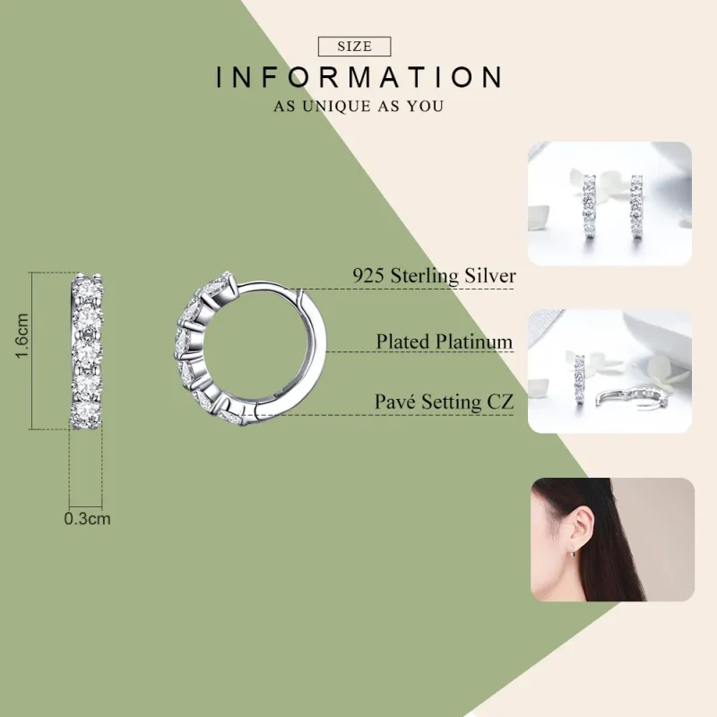 (image for) Silver Bright Time Hoop Earrings - PANDORA Style - SCE524 - View 3
