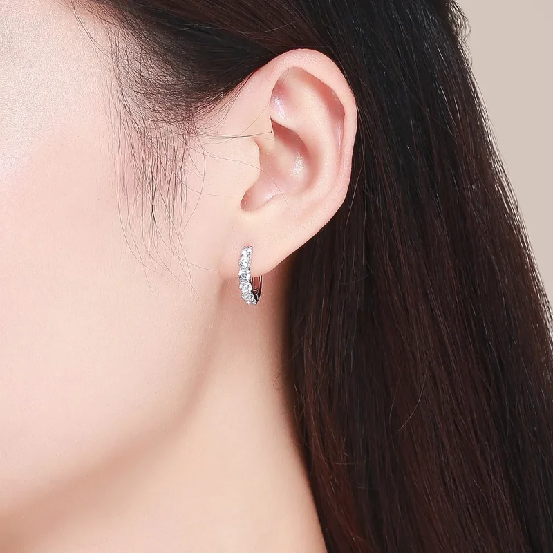 (image for) Silver Bright Time Hoop Earrings - PANDORA Style - SCE524 - View 4