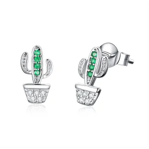 (image for) Silver Cactus Stud Earrings - PANDORA Style - SCE522