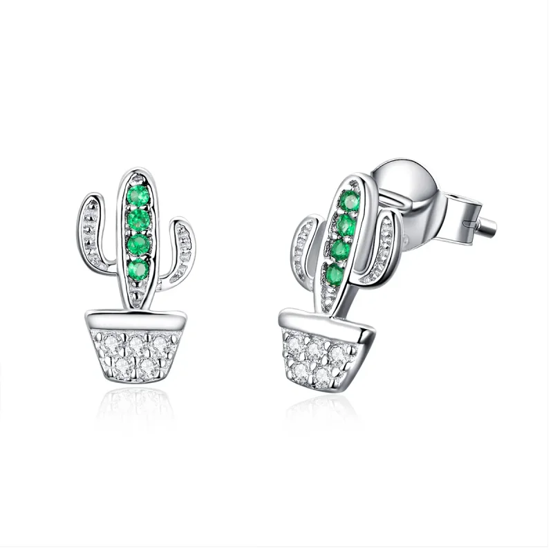 (image for) Silver Cactus Stud Earrings - PANDORA Style - SCE522 - Product Image