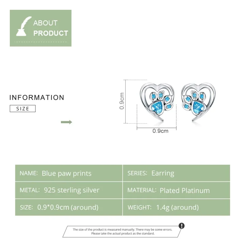 (image for) Silver Caring Dog Paw Heart Stud Earrings - PANDORA Style - SCE654 - View 7