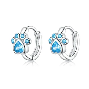 (image for) Silver Caring Dog Paw Hoop Earrings - PANDORA Style - SCE670