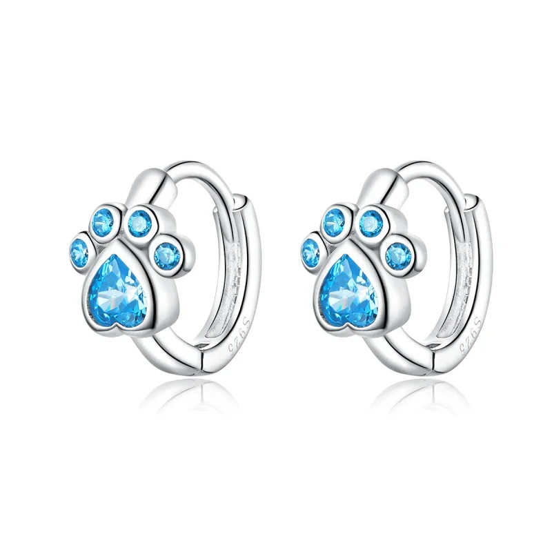 (image for) Silver Caring Dog Paw Hoop Earrings - PANDORA Style - SCE670 - Product Image