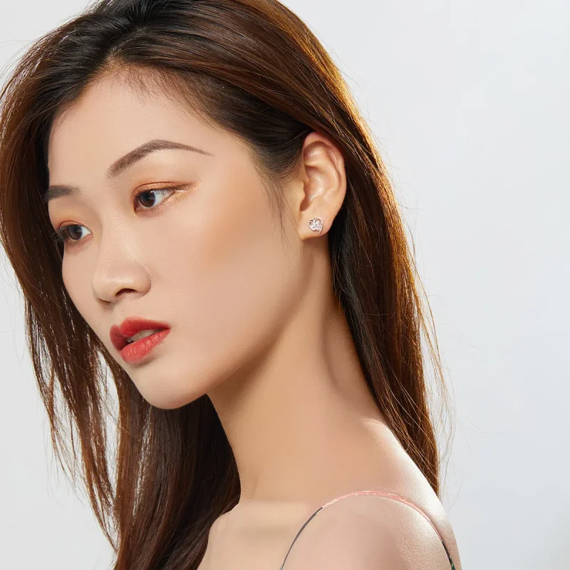 (image for) Silver Caring Dog Paw Stud Earrings - PANDORA Style - SCE654-Pk - View 4