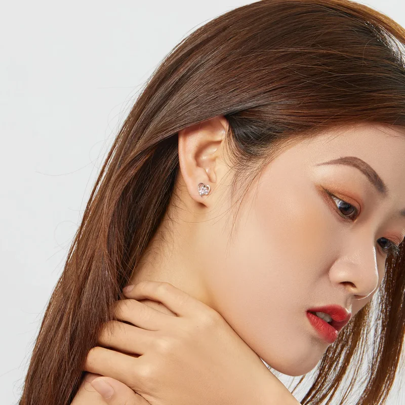 (image for) Silver Caring Dog Paw Stud Earrings - PANDORA Style - SCE654-Pk - View 6