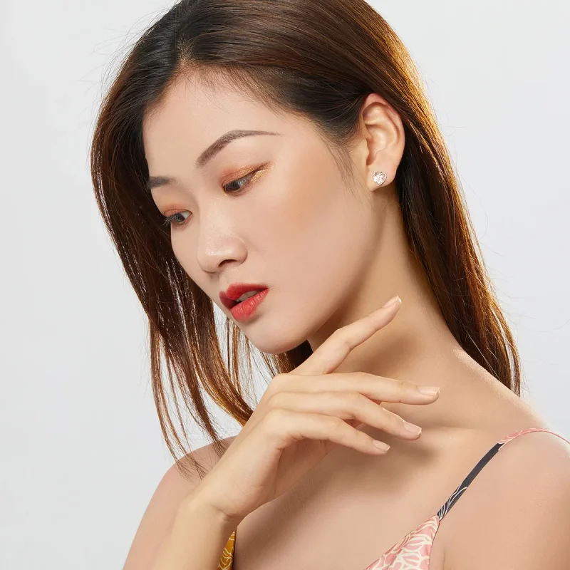 (image for) Silver Caring Dog Paw Stud Earrings - PANDORA Style - SCE654-Wh - View 3