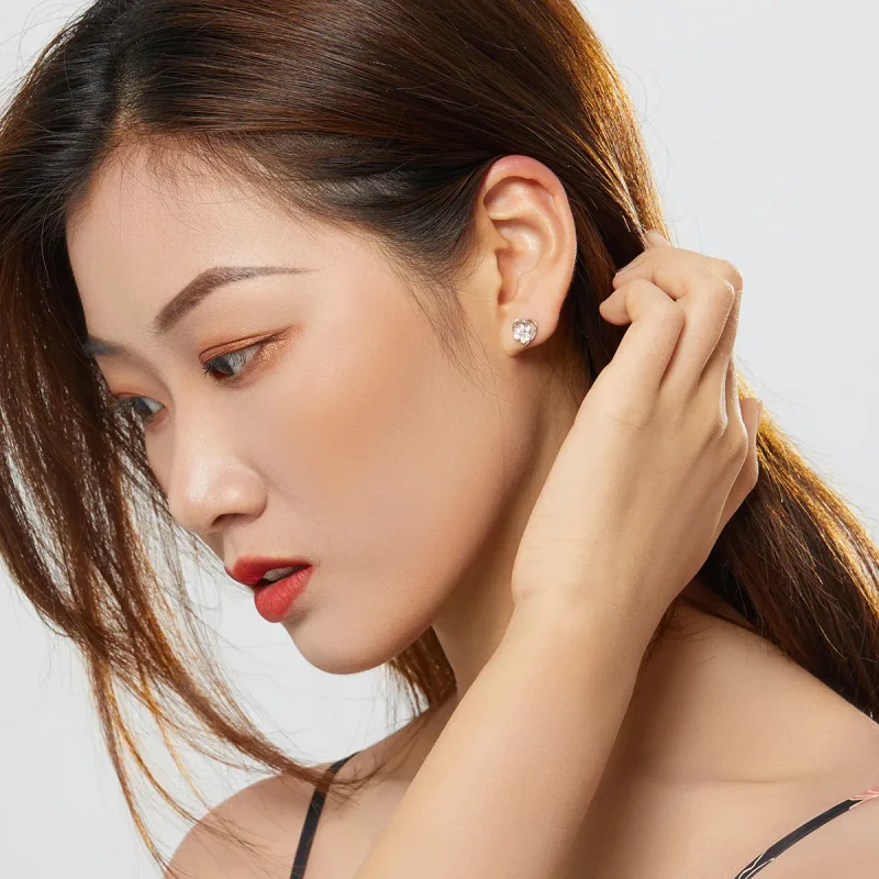 (image for) Silver Caring Dog Paw Stud Earrings - PANDORA Style - SCE654-Wh - View 4