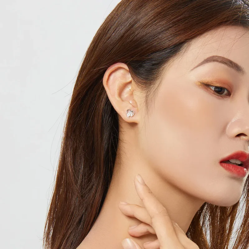 (image for) Silver Caring Dog Paw Stud Earrings - PANDORA Style - SCE654-Wh - View 5