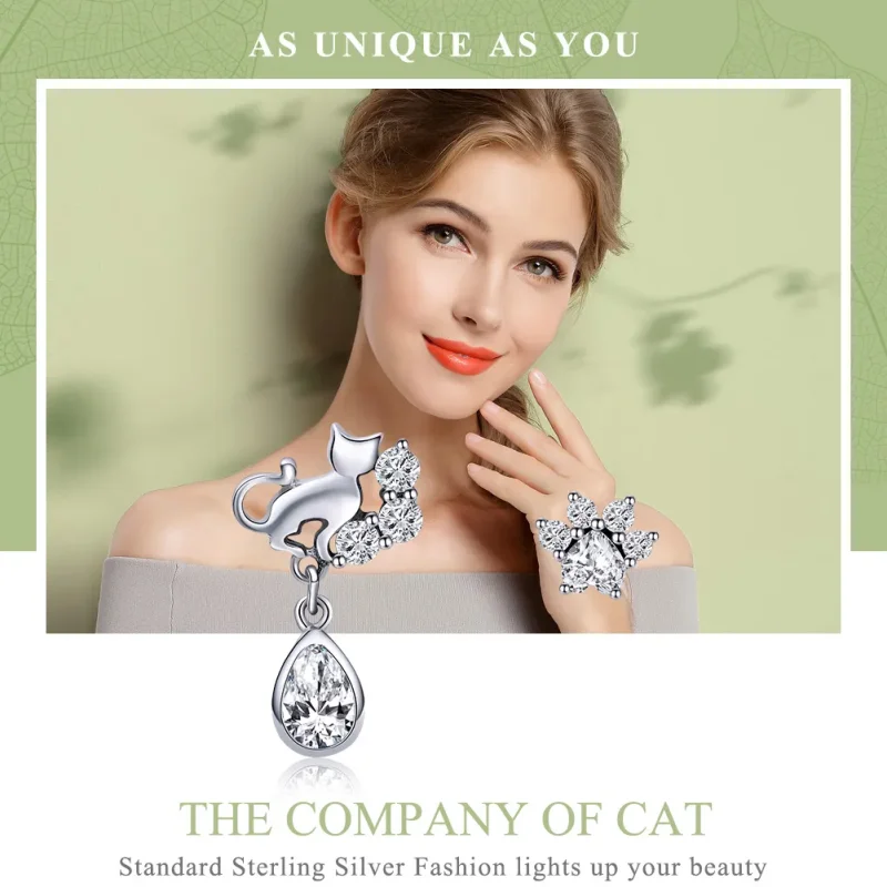 (image for) Silver Cat Companionship Stud Earrings - PANDORA Style - SCE424 - View 2