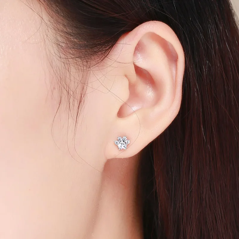 (image for) Silver Cat Companionship Stud Earrings - PANDORA Style - SCE424 - View 6