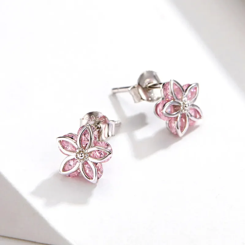 (image for) Silver Cherry Blossoms Stud Earrings - PANDORA Style - SCE644 - View 2
