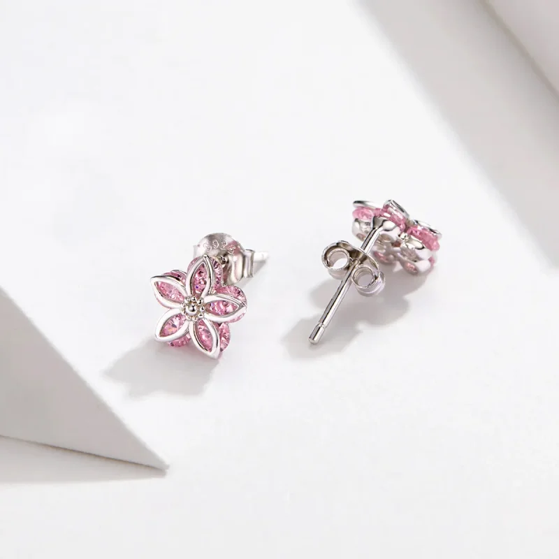 (image for) Silver Cherry Blossoms Stud Earrings - PANDORA Style - SCE644 - View 3