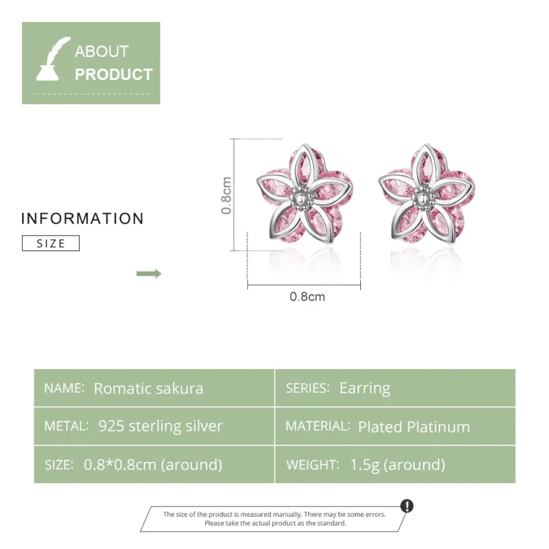(image for) Silver Cherry Blossoms Stud Earrings - PANDORA Style - SCE644 - View 6