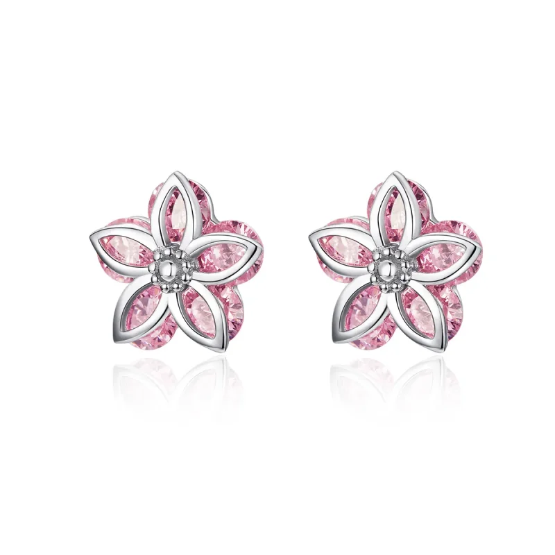 (image for) Silver Cherry Blossoms Stud Earrings - PANDORA Style - SCE644 - Product Image