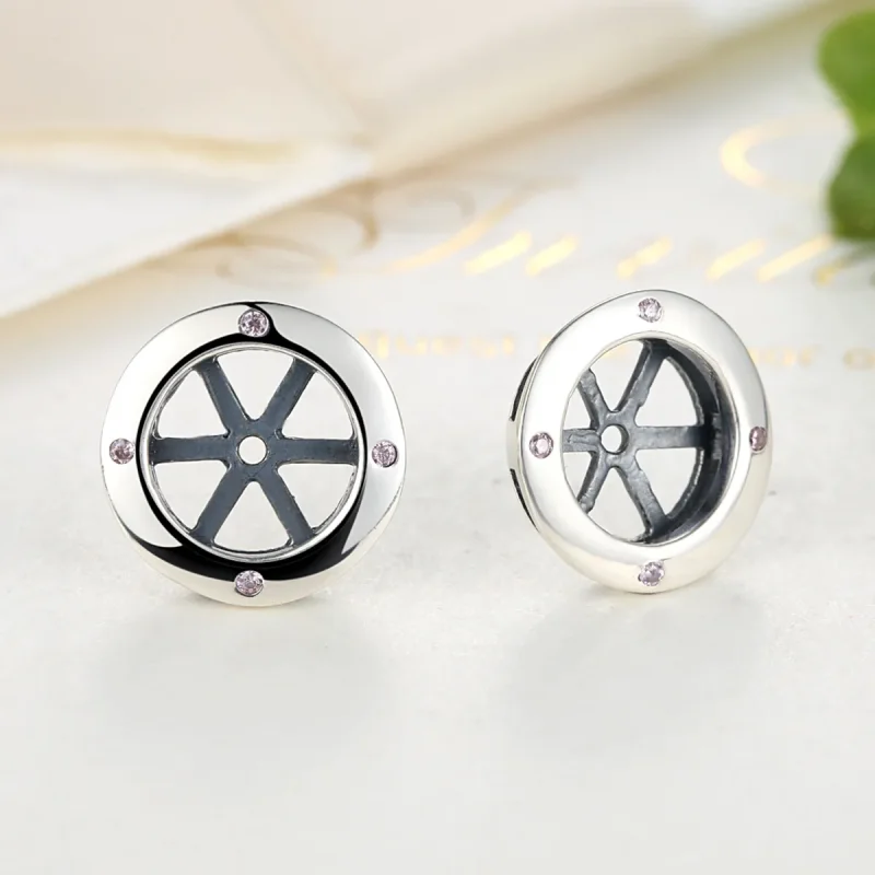(image for) Silver Classic Shiny Stud Earrings - PANDORA Style - SCE032-1W - View 2