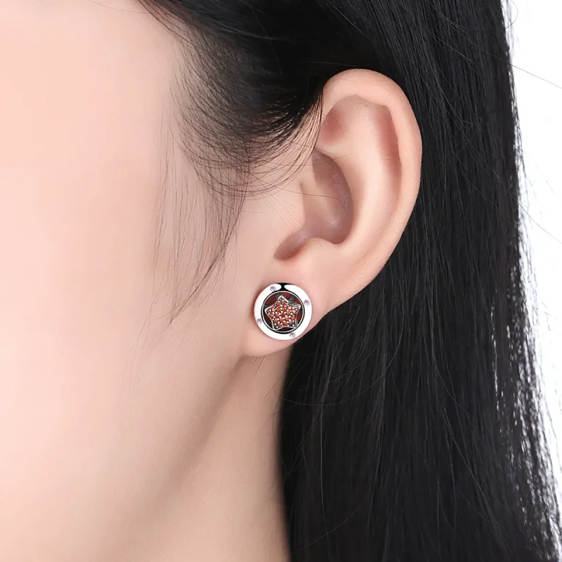 (image for) Silver Classic Shiny Stud Earrings - PANDORA Style - SCE032-1W - View 4