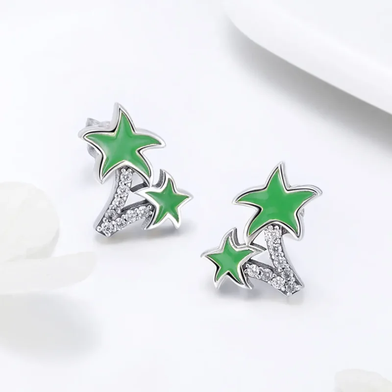 (image for) Silver Coconut Palm Stud Earrings - PANDORA Style - SCE428 - View 2