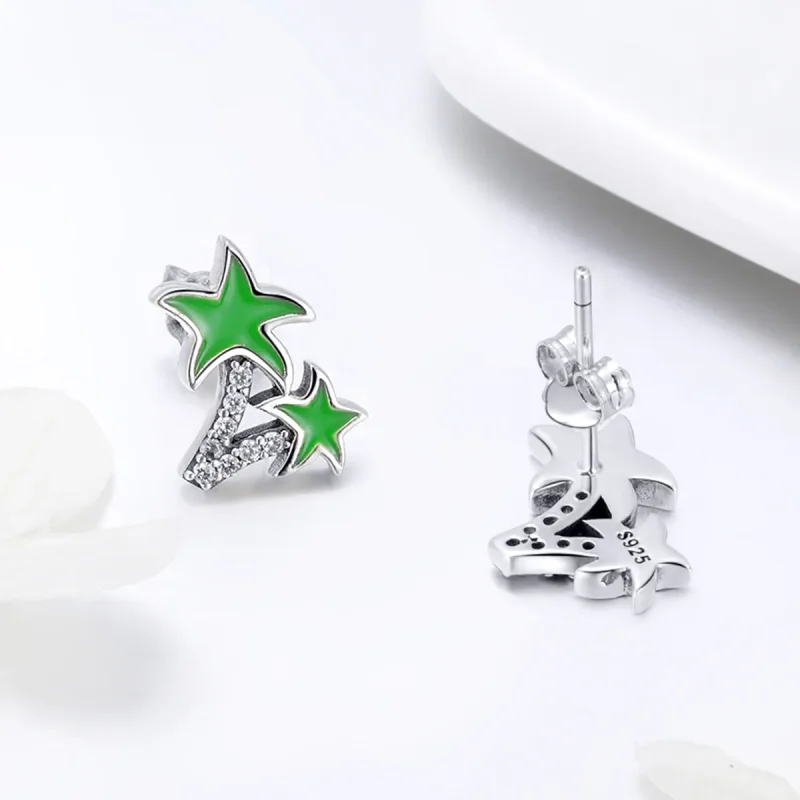 (image for) Silver Coconut Palm Stud Earrings - PANDORA Style - SCE428 - View 3