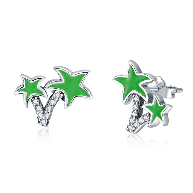 (image for) Silver Coconut Palm Stud Earrings - PANDORA Style - SCE428 - Product Image