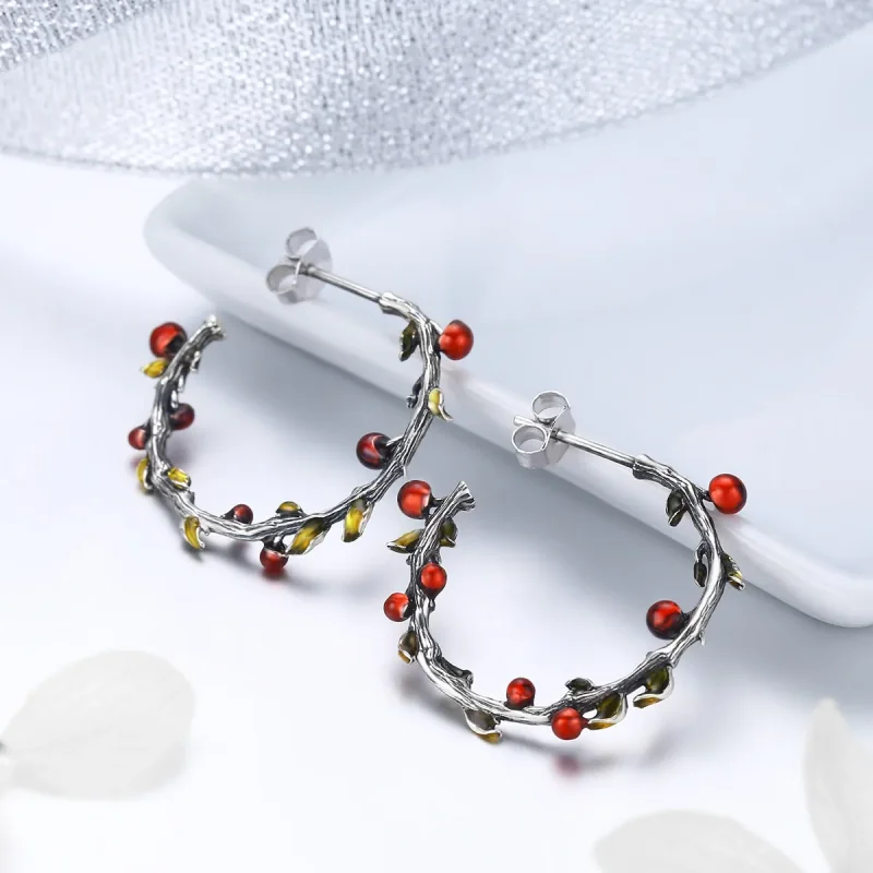 (image for) Silver Color of Autumn Hoop Earrings - PANDORA Style - SCE443 - View 2