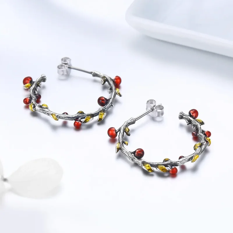 (image for) Silver Color of Autumn Hoop Earrings - PANDORA Style - SCE443 - View 3