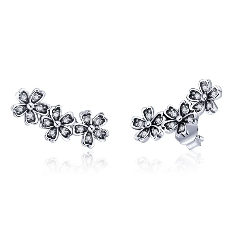 (image for) Silver Contracted Daisy Stud Earrings - PANDORA Style - SCE419 - Product Image