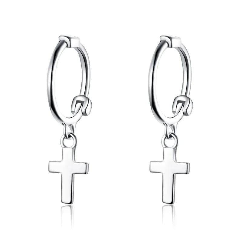 (image for) Silver Cross Hanging Earrings - PANDORA Style - SCE547 - Product Image