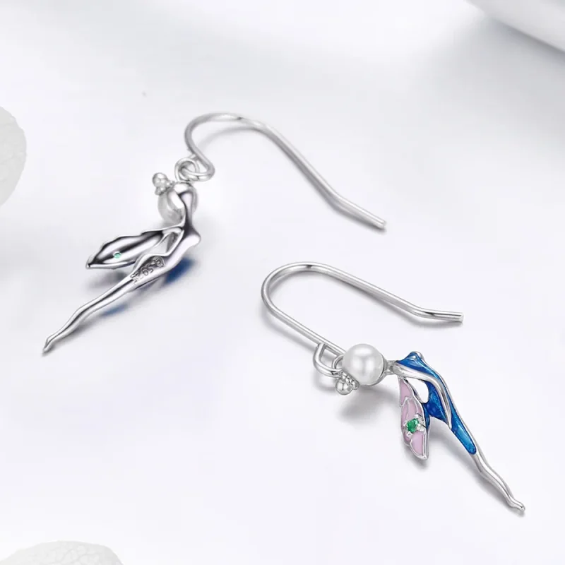 (image for) Silver Cute Fairy Hanging Earrings - PANDORA Style - SCE378 - View 4