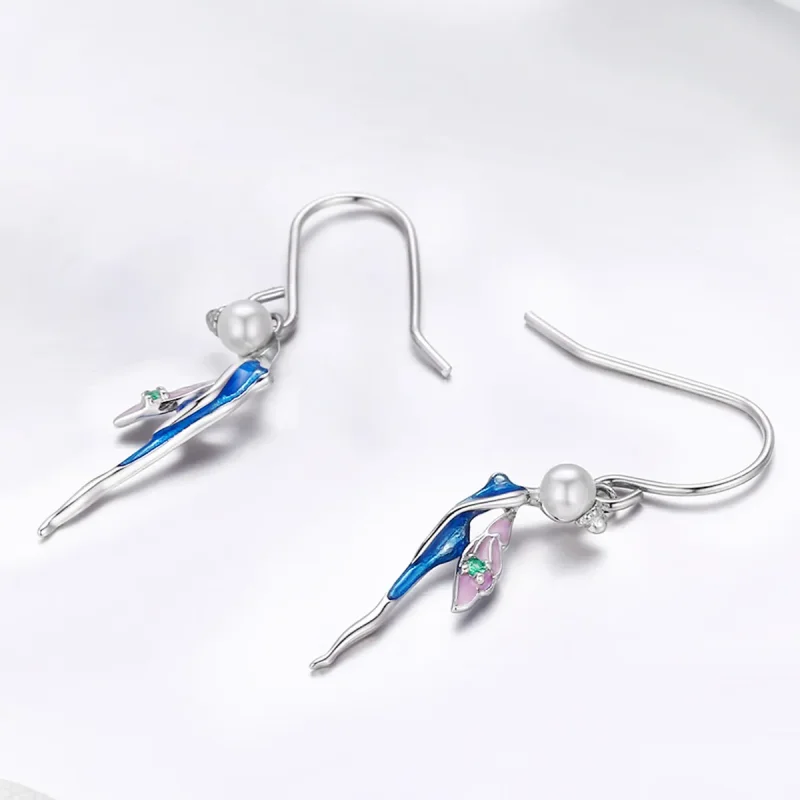 (image for) Silver Cute Fairy Hanging Earrings - PANDORA Style - SCE378 - View 5