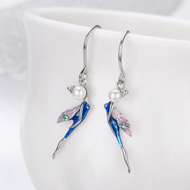 (image for) Silver Cute Fairy Hanging Earrings - PANDORA Style - SCE378 - View 6