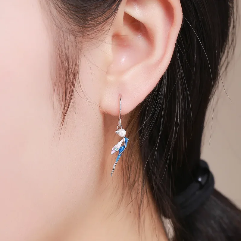 (image for) Silver Cute Fairy Hanging Earrings - PANDORA Style - SCE378 - View 7