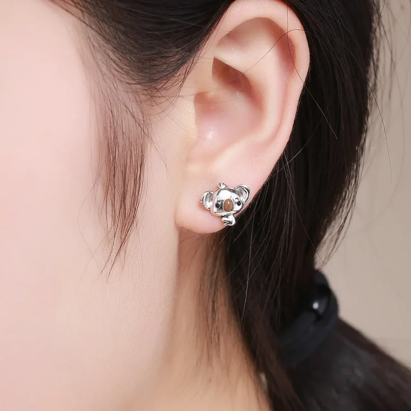 (image for) Silver Cute Koala Stud Earrings - PANDORA Style - SCE381 - View 6