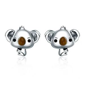 (image for) Silver Cute Koala Stud Earrings - PANDORA Style - SCE381