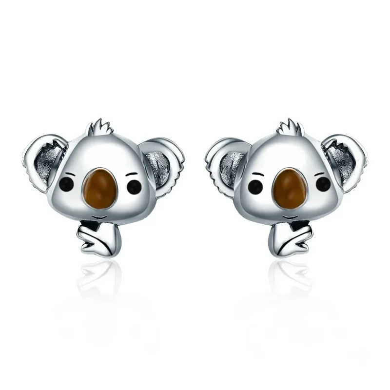 (image for) Silver Cute Koala Stud Earrings - PANDORA Style - SCE381 - Product Image
