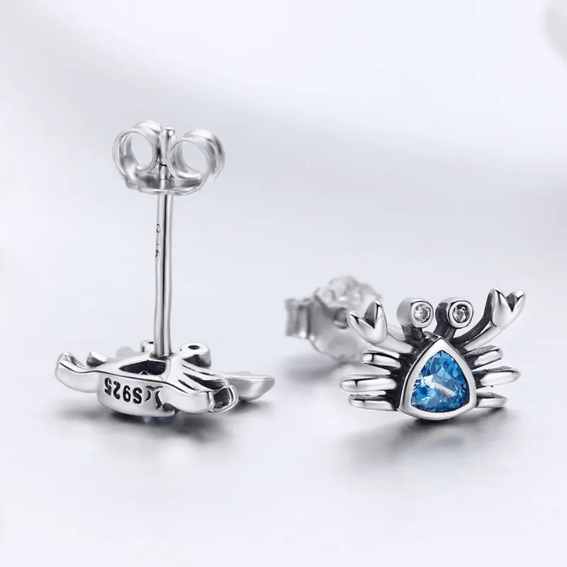 (image for) Silver Cute Little Crab Stud Earrings - PANDORA Style - SCE413 - View 3