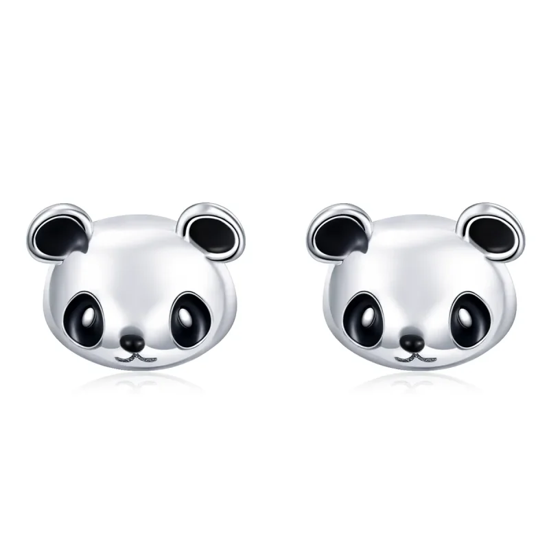 (image for) Silver Cute Panda Stud Earrings - PANDORA Style - SCE386 - Product Image