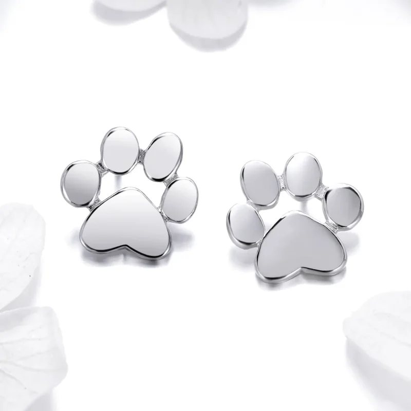 (image for) Silver Cute Paw Stud Earrings - PANDORA Style - SCE407-2 - View 2