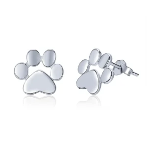 (image for) Silver Cute Paw Stud Earrings - PANDORA Style - SCE407-2