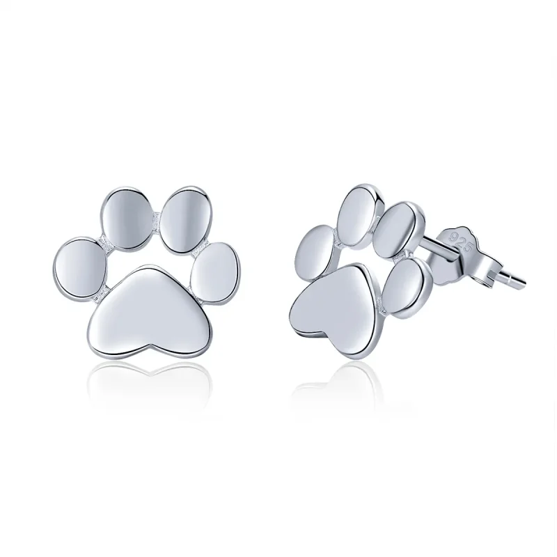(image for) Silver Cute Paw Stud Earrings - PANDORA Style - SCE407-2 - Product Image