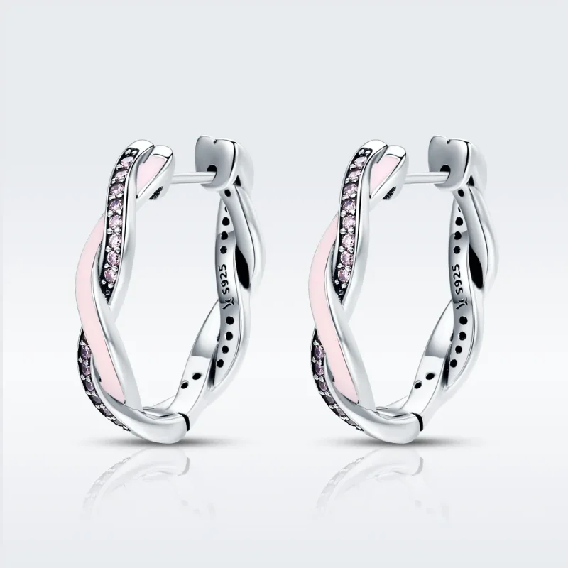 (image for) Silver Cute Rabbit Hoop Earrings - PANDORA Style - SCE297 - View 3