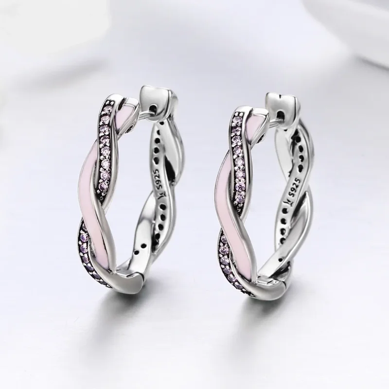 (image for) Silver Cute Rabbit Hoop Earrings - PANDORA Style - SCE297 - View 4