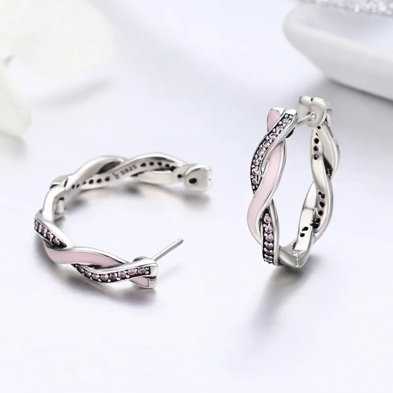 (image for) Silver Cute Rabbit Hoop Earrings - PANDORA Style - SCE297 - View 5