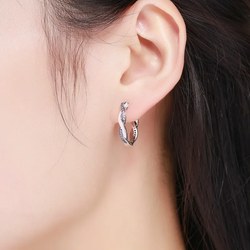 (image for) Silver Cute Rabbit Hoop Earrings - PANDORA Style - SCE297 - View 6