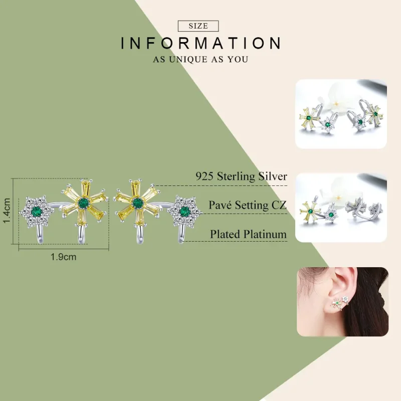 (image for) Silver Daisy Flower Stud Earrings - PANDORA Style - SCE487 - View 3