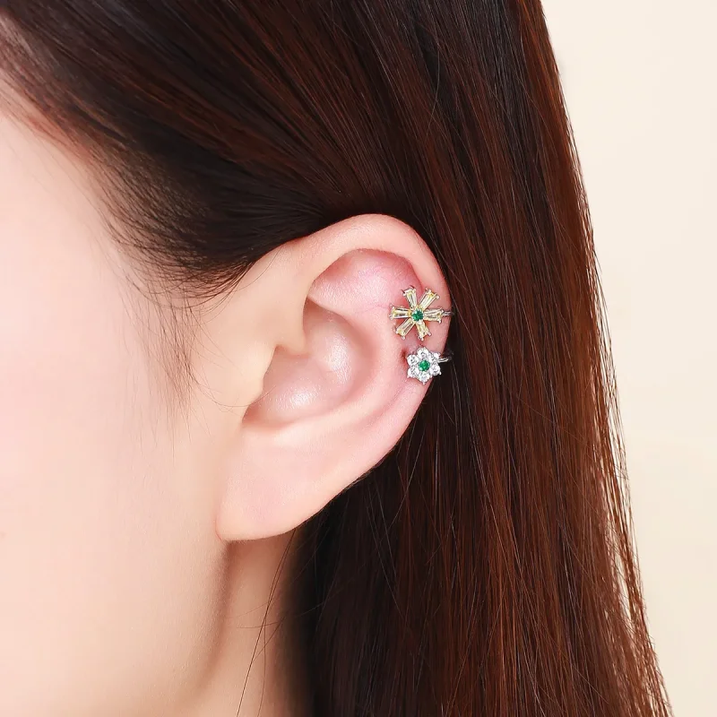 (image for) Silver Daisy Flower Stud Earrings - PANDORA Style - SCE487 - View 5