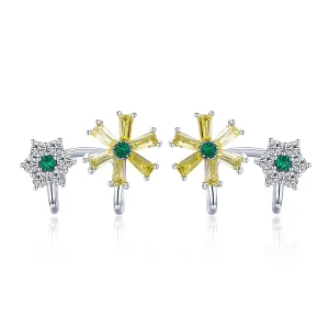 (image for) Silver Daisy Flower Stud Earrings - PANDORA Style - SCE487